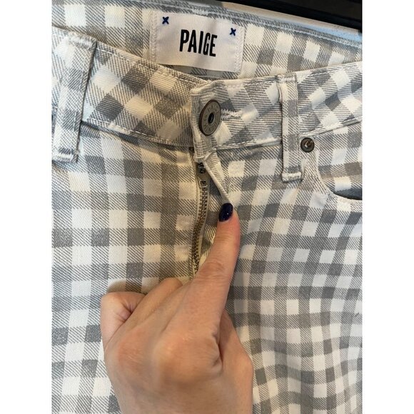 Paige Gray And White Gingham Mid Rise‎ Verdugo Ankle Cropped Jeans Size 29 - Picture 6 of 11